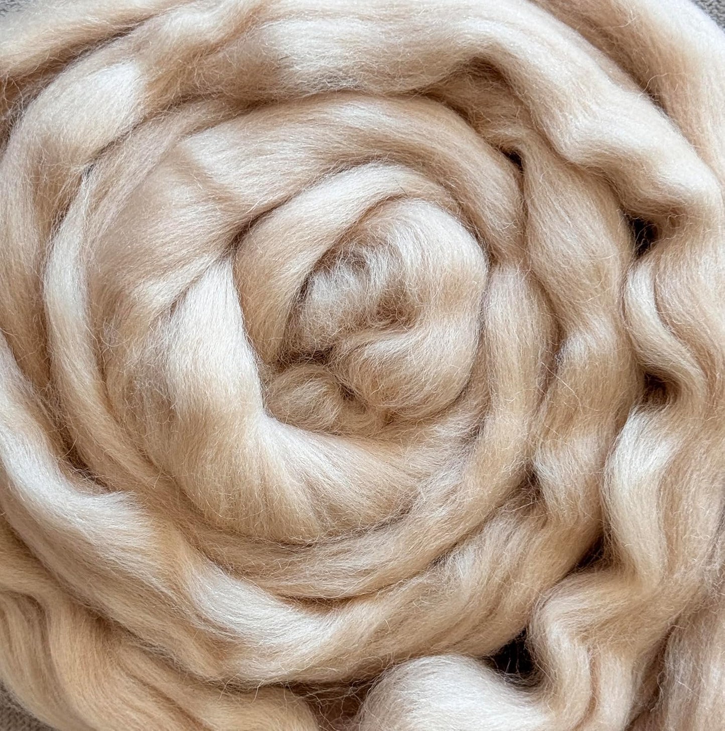 Cream Beige Wool Roving, 8 OZ. Best Wool for Needle Felting, Wet Felting, Handcrafts and Spinning