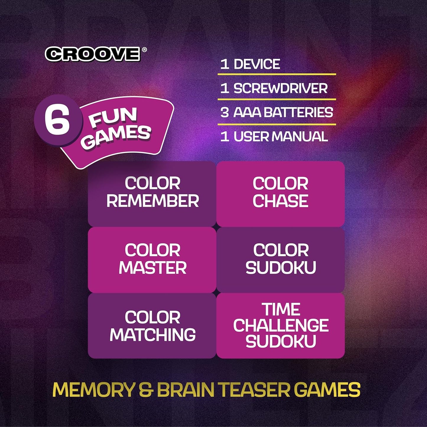 Croove Brain Teasers & Memory Game, 6 Fun Games for Kids, Cool Stocking Stuffers Toys, Unique for Teens, Best Activities for Boy, Gift Ideas for Boys & Girls Ages 6-8 9 10 11+ Year Old