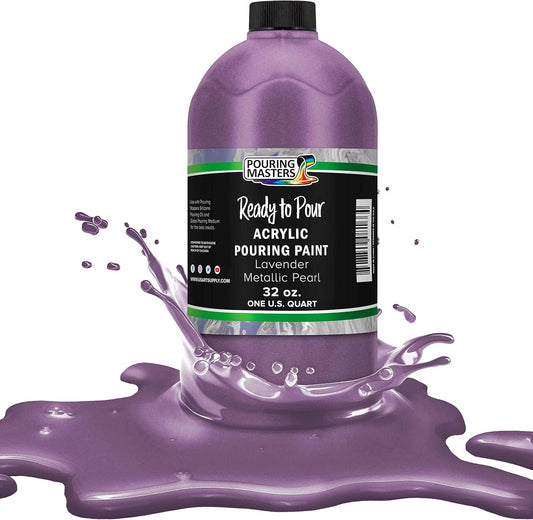 Pouring Masters Lavender Metallic Pearl Ready to Pour Acrylic Pouring Paint - Premium 32-Ounce Pre-Mixed Fluid Acrylic Paint - Fluid Art Supplies for Canvas, Wood, Paper, Tile & Rocks