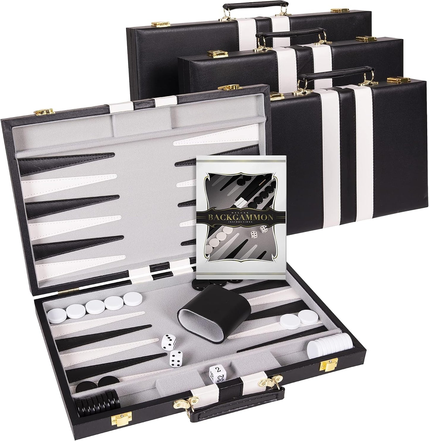 Backgammon Sets for Adults with Premium Leather Case | Classic Travel Backgammon Set for Adults and Kids with Strategy & Guide | 11 Inches | Small | Black