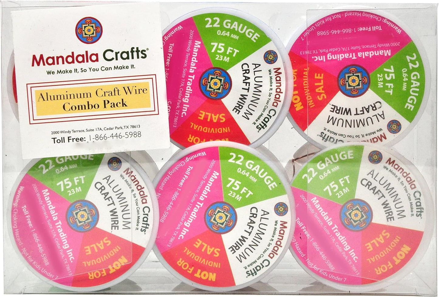 Mandala Crafts 22 Gauge Anodized Aluminum Craft Wire for Jewelry Making - 450 FT Colored Flexible Rose Gold Combo Wire - Bendable for Bonsai Armature Crafting Sculpting