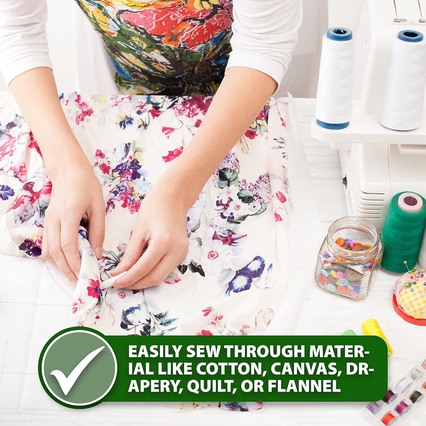 Mandala Crafts 4 Pack of Serger Threads Cones Spools - 40S/2 24000 Yards Polyester Denim Threads for Sergers Machine and Overlock Quilting Sewing Machine