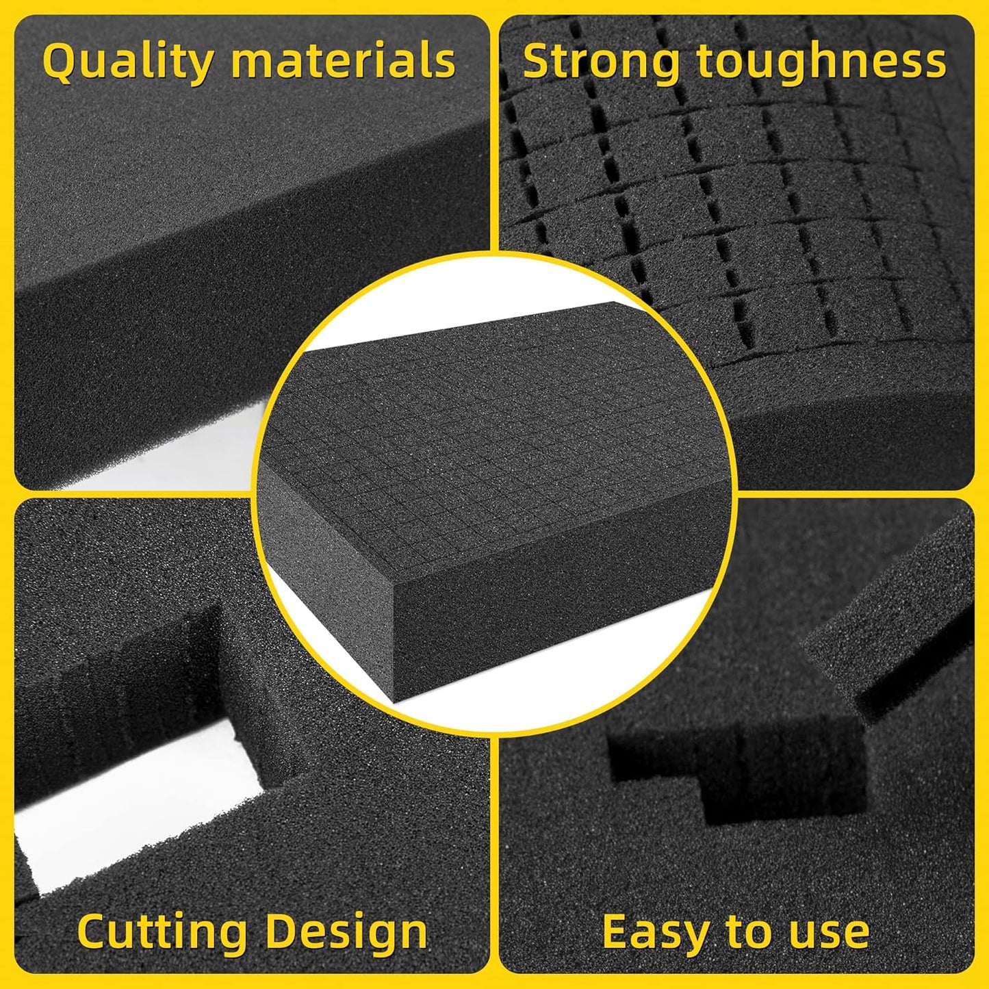 DECOHS 4 PCS Pick Apart Foam Insert- 2 Size Pick and Pluck Foam- Pluck Pre Cube Sheet Foams with Bottom Use for Board Game Box Cases Storage Drawer (Length 12 Inch)