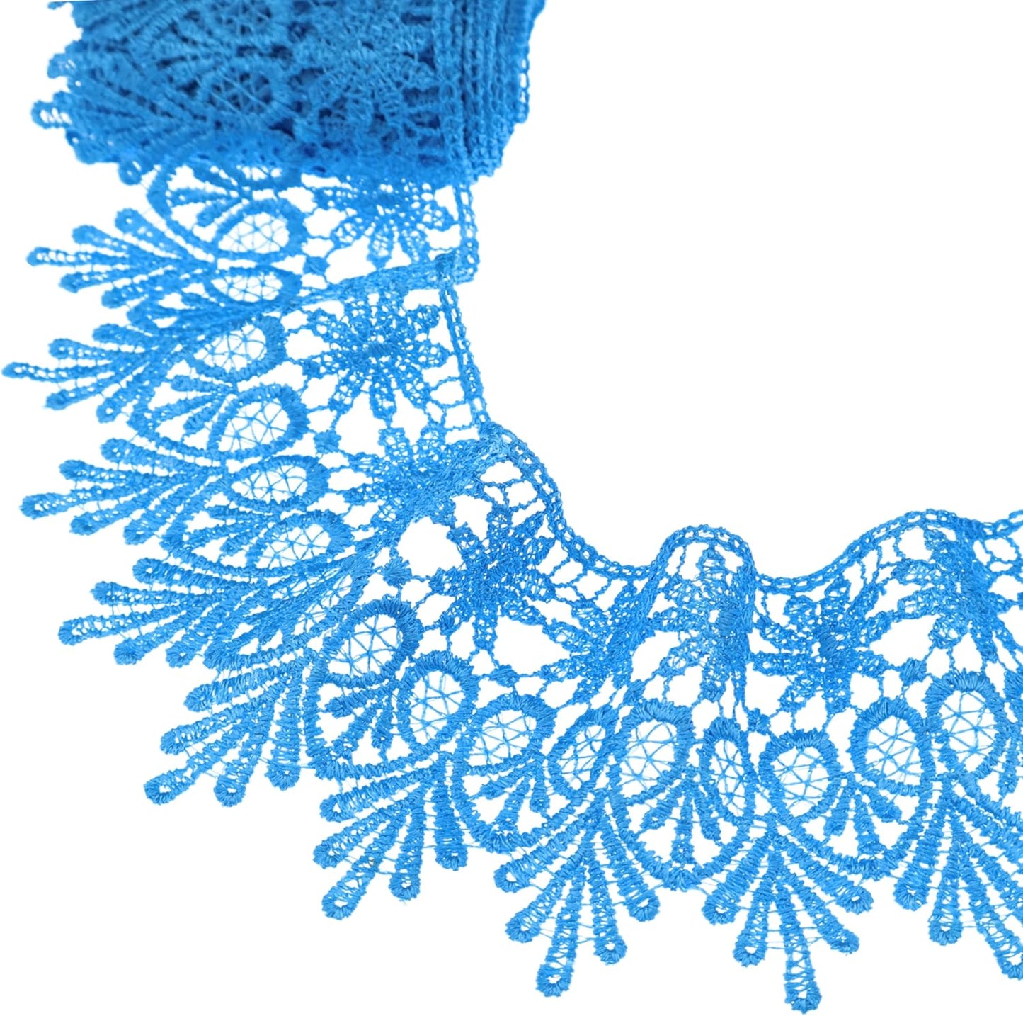 GXTIZAS Blue Lace Trim 5 Yards Wide Venise Lace Ribbon Embroidered Edge Trim for Sewing Crafts Pillow Case