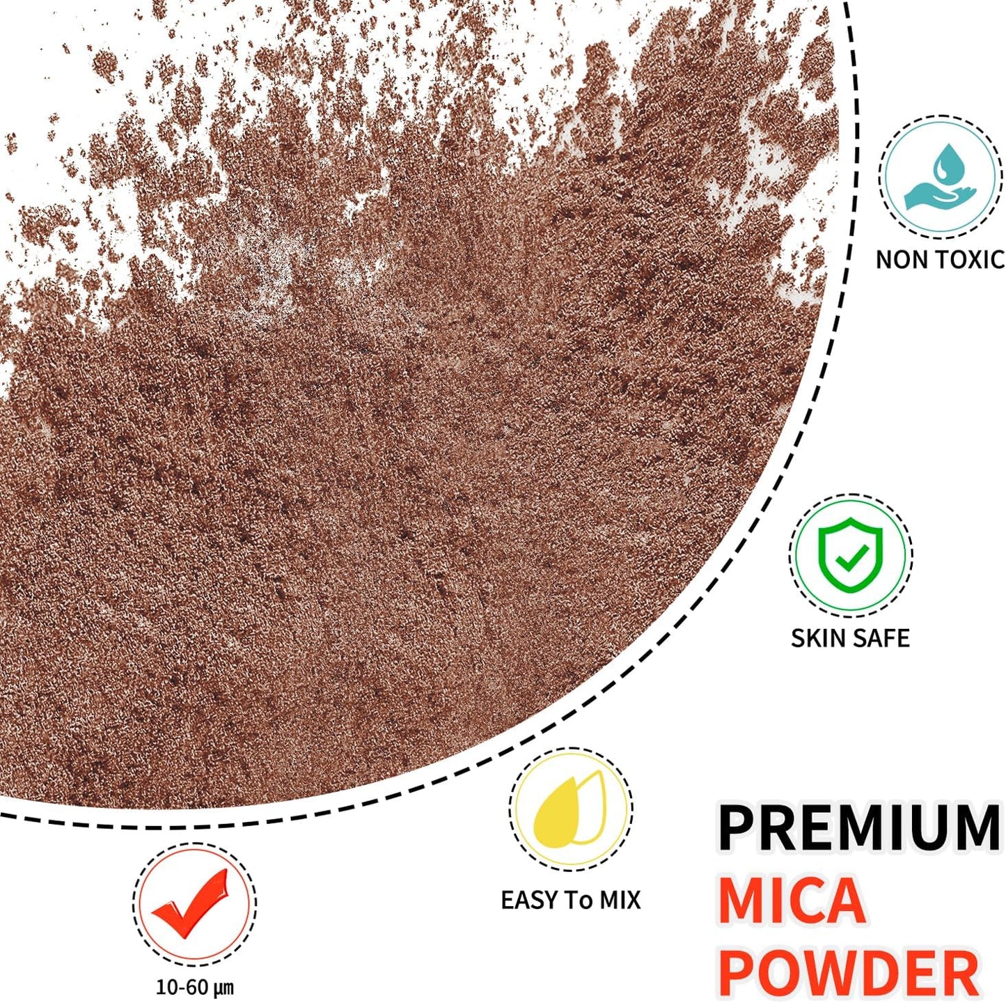 Mica Powder - 100g Mica Powder for Epoxy Resin - Metallic Color Pigment for Resin, Soap, Bath Bombs, Eye Shadow, Nails, DIY Crafting Projects etc. (Brown)