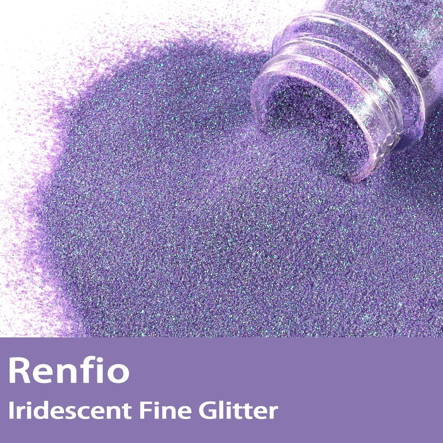 Renfio Iridescent Ultra Fine Glitter Powder Resin Supplies Glitters 1.94 Oz (55g) PET Flake Crafts Sequins 1/128" 0.008" 0.2mm Epoxy Chips Flakes for Tumblers Slime Painting - Purple