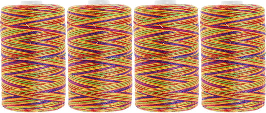 Mandala Crafts 4 Pack of Serger Threads Cones Spools - 20S/2 2000 Yards Polyester Rainbow Threads for Sergers Machine and Overlock Quilting Sewing Machine