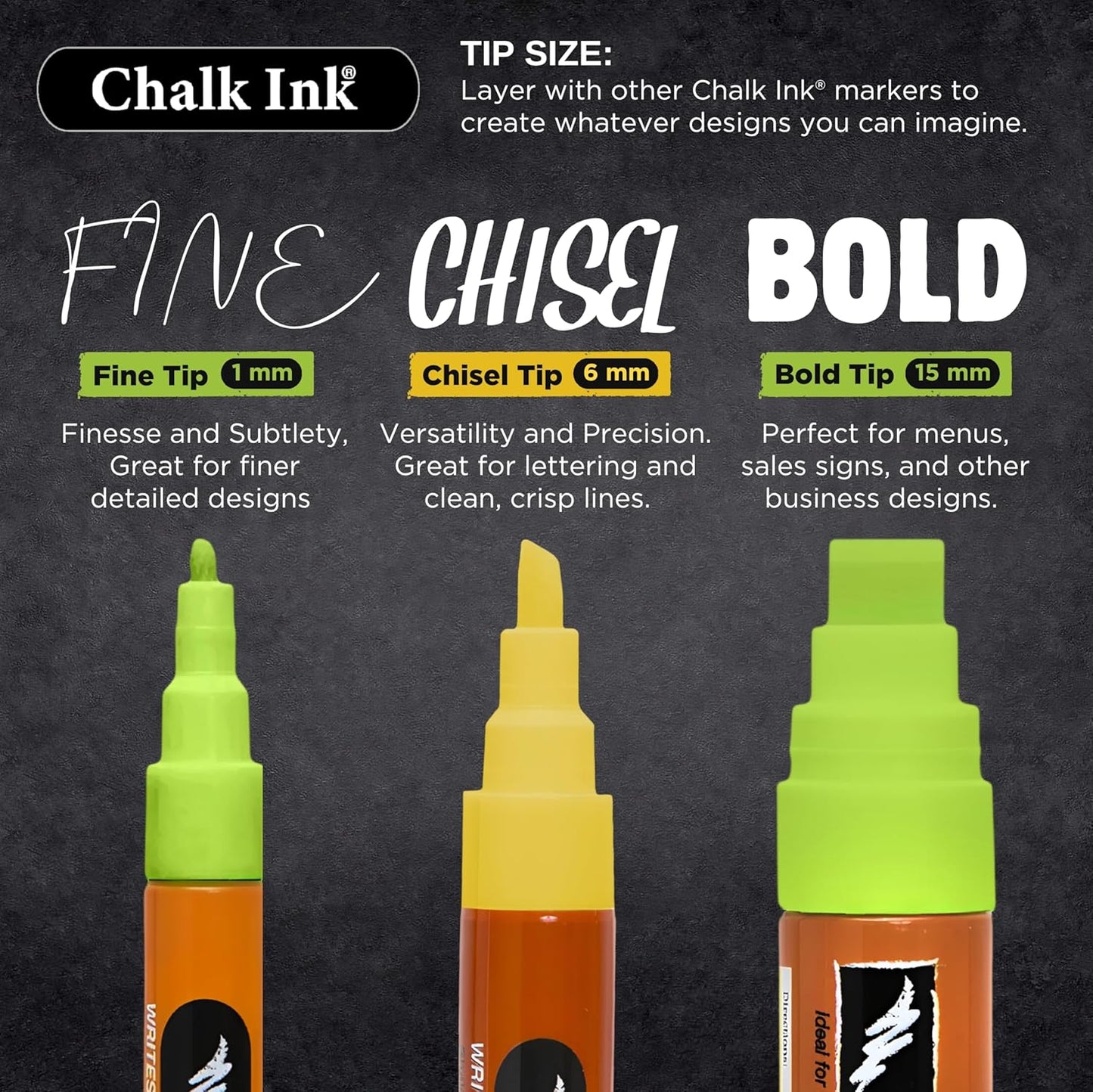 Chalk Ink Chisel Tip Wet Wipe Chalk Markers (Maui Surf, 6mm, 6 Pack)