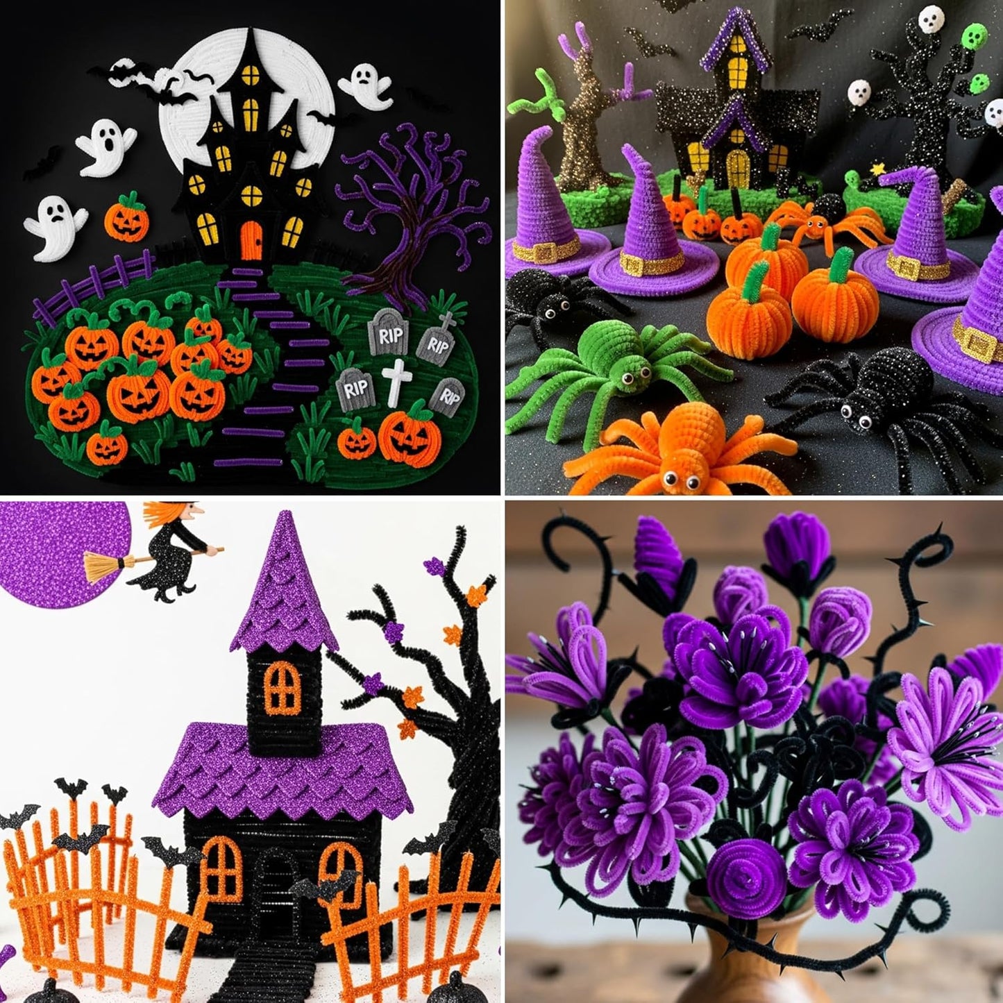 Caydo 500 Pieces Halloween Twist Pipe Cleaners with 100pcs Eyes, Chenille Stems, Pipe Cleaner Crafts for DIY Art and Craft Projects Creative Gift Party Decorations