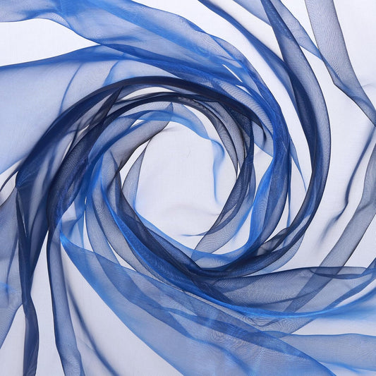 MECCANIXITY Iridescent Sheer Organza Fabric, 2 Yards x 59 Inches Solid Holographic Shiny Fabric Organza Cloth for Wedding, Curtains, Costume, Photo Background, Gradient Sapphire Blue Black
