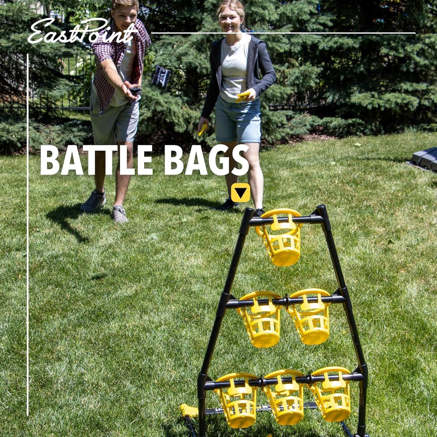EastPoint 3-in-1 Battle Bag Battle Pack – 1 Easy to Convert Target - Bean Bag Toss Pong, Ladderball, and Battle Bags All in 1 Outdoor Tailgate Game