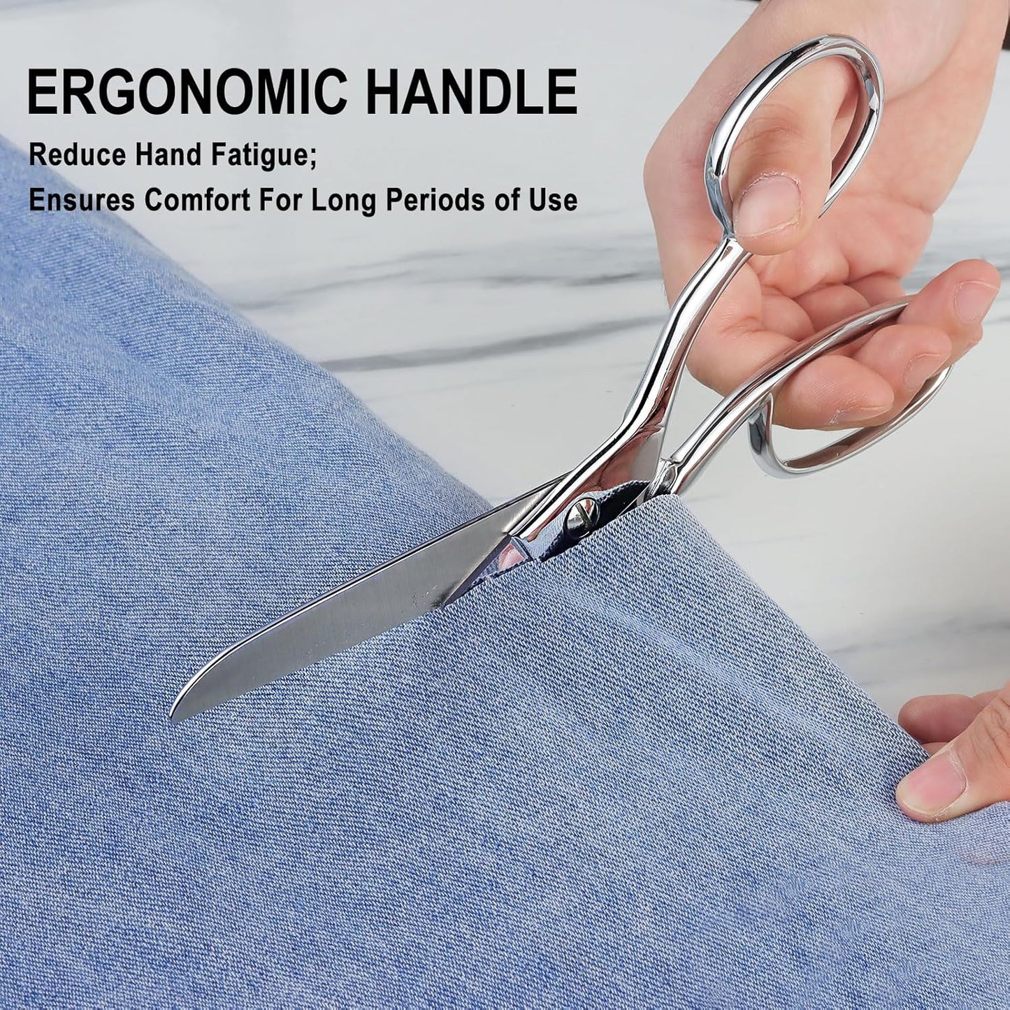 Stainless Steel Fabric Scissors – Professional Senior Tailor Sewing Scissors, Sharp Durable, Easily Cut Multiple Layers Fabrics, 8-Inch