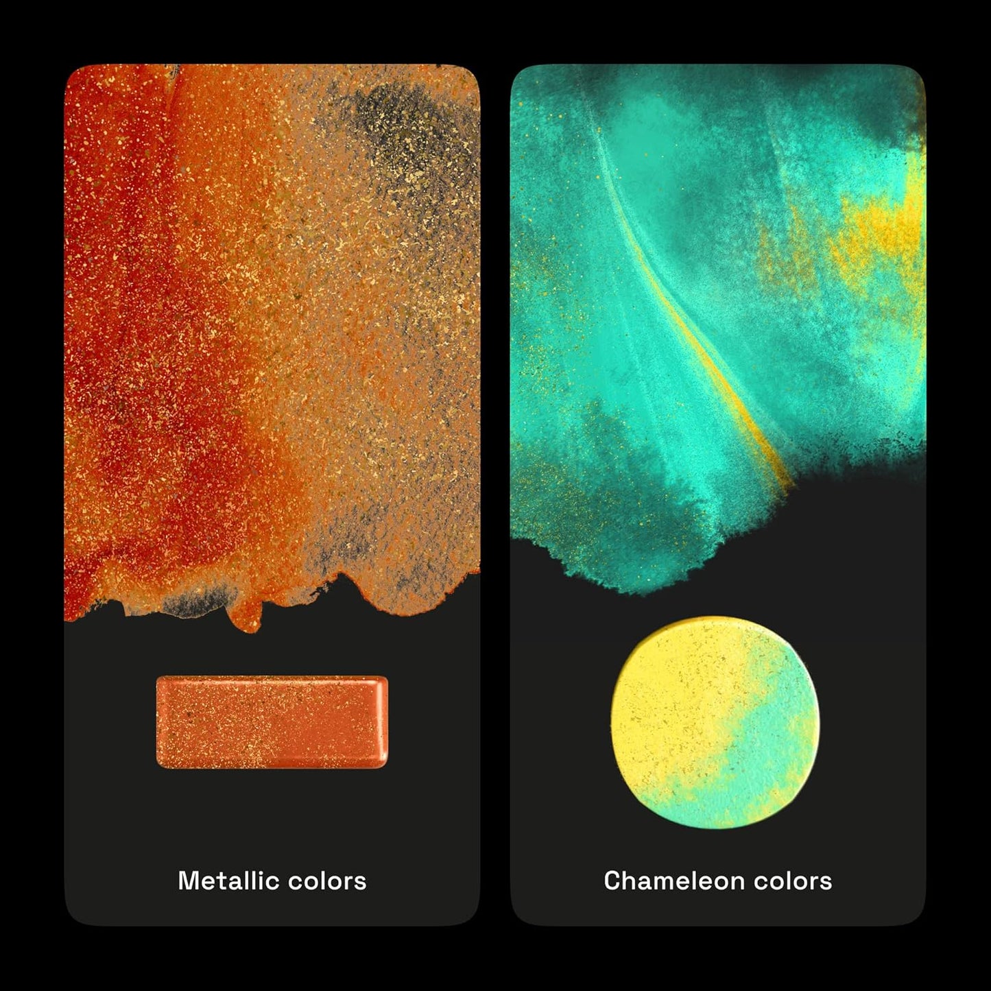 ARTISTRO Metallic Watercolor Paints Set of 18, Palette set Including 12 Metallic Glitter Watercolor and 6 Chameleon Colors. Perfect Travel Watercolor Set for Artists, Amateur Hobbyists and Painting Lovers