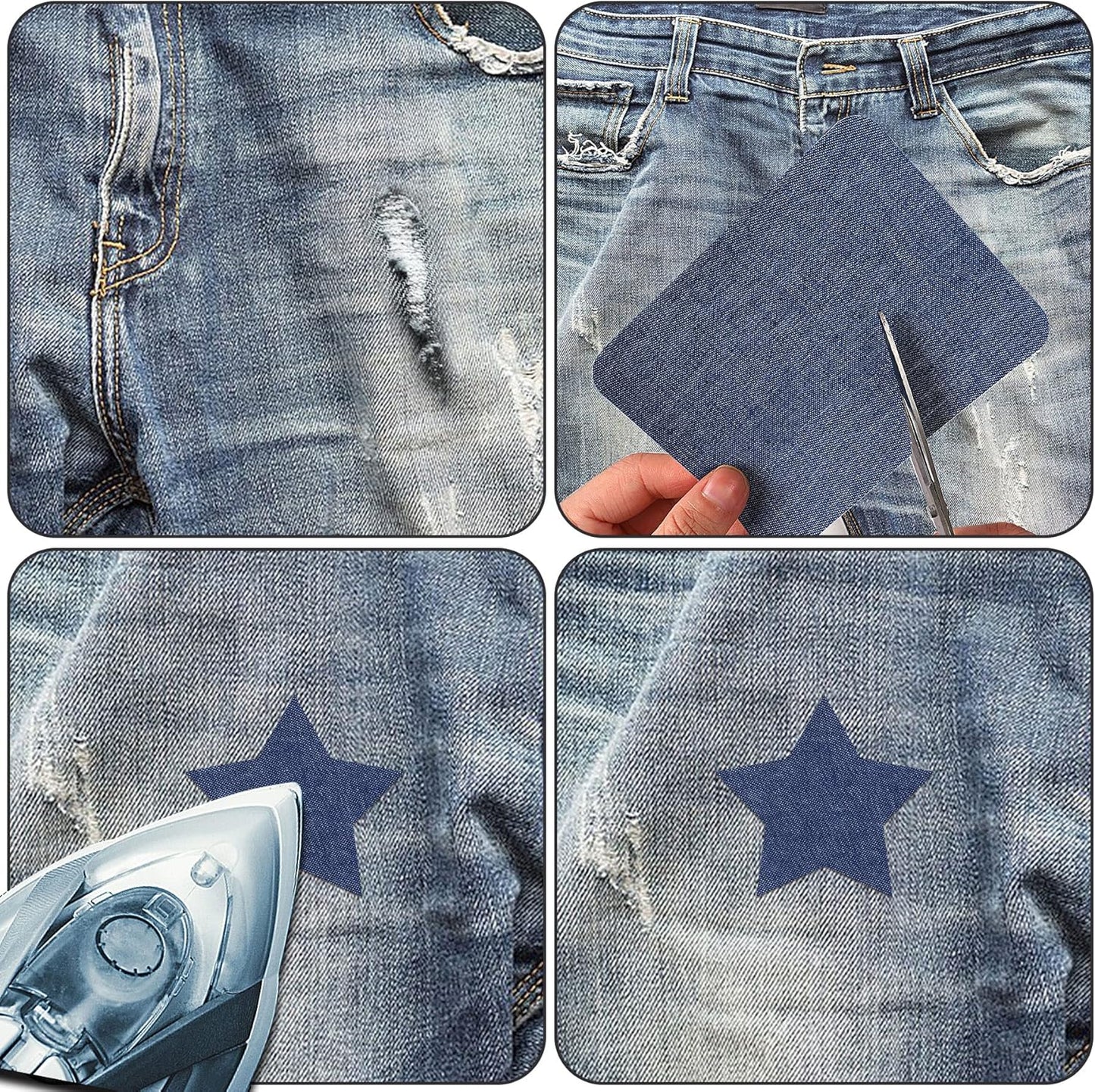 Augshy 29pcs Jean Iron on Patches for Clothing Repair 4.9 X 3.7 Inch Iron on Patches for Clothing