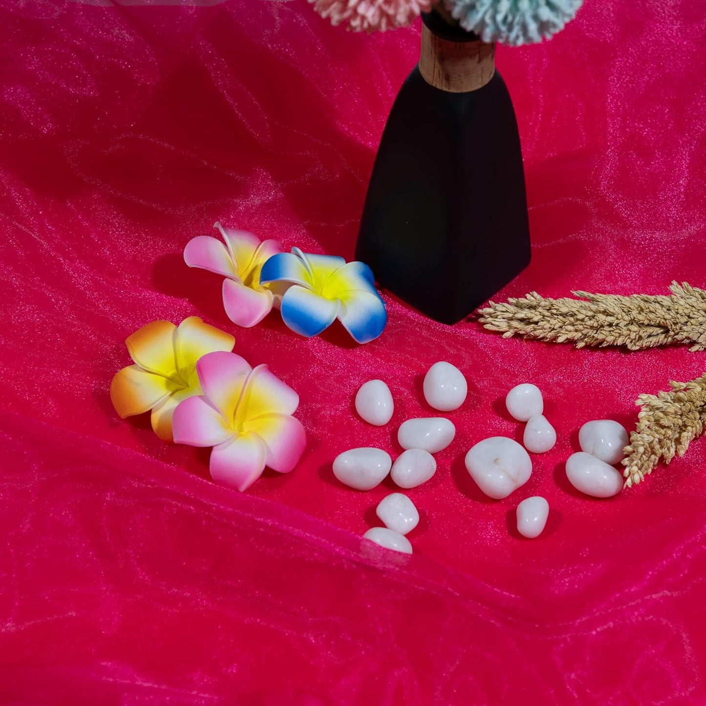 Fynite Sheer Organza Fabric | 2 Yards Long | 44" Wide | Bridal Solid Sheer Organza Bolt for Wedding Dress Fashion Craft Decorations - Hot Pink