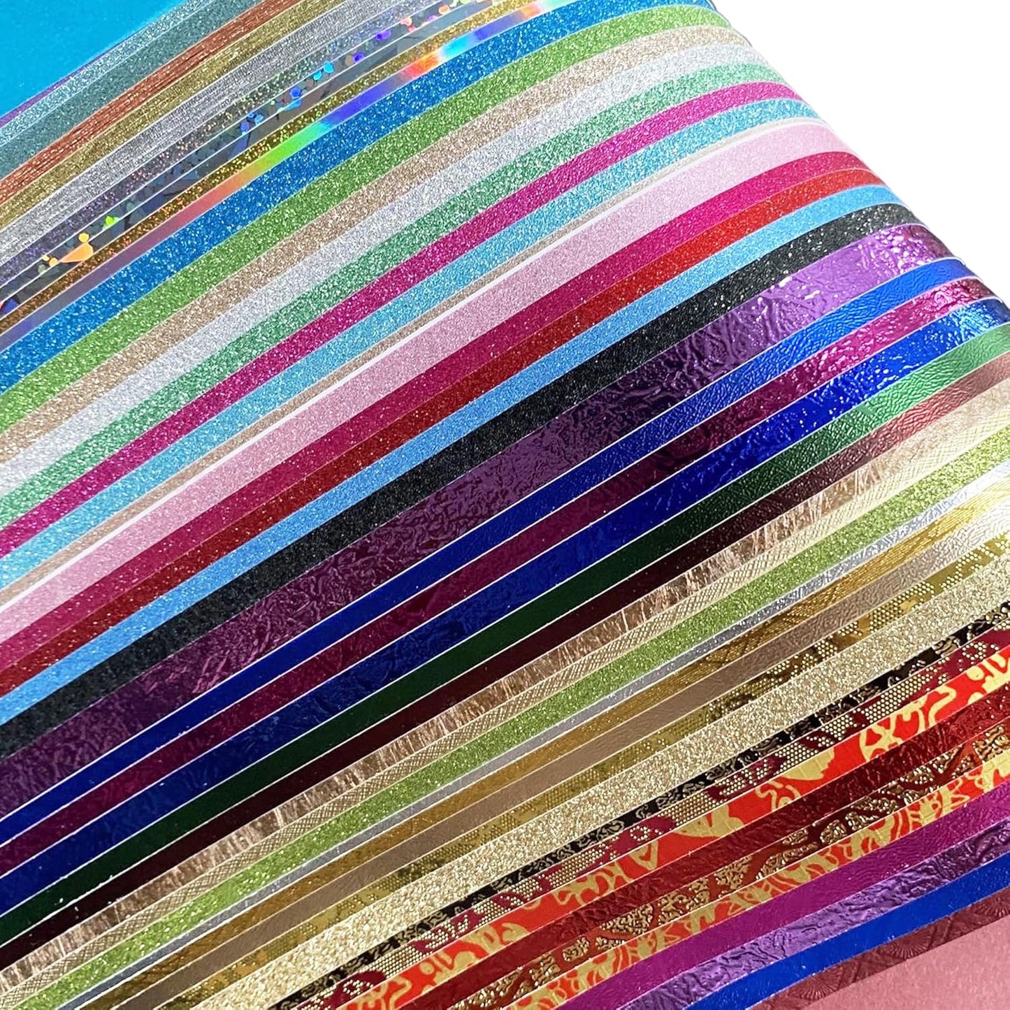 A4 Glitter Embossed Metallic Foil Paper Pack - 50 Sheets Assorted Colors & Designs Sparkly Holographic Premium Construction Paper for Gift Box Wrapping Birthday Party Scrapbook Paper