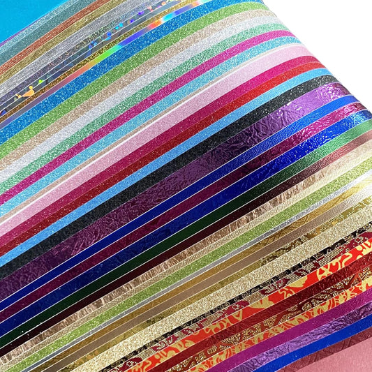A4 Glitter Embossed Metallic Foil Paper Pack - 50 Sheets Assorted Colors & Designs Sparkly Holographic Premium Construction Paper for Gift Box Wrapping Birthday Party Scrapbook Paper