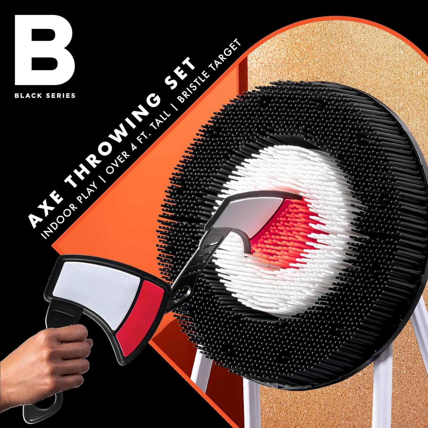 Black Series Axe Throwing Set – Indoor & Outdoor Party Game| Safe Plastic Throwing Axes| Collapsible Target| Backyard Game, Carnival Game, Beach Camping, Tailgating Essential| Fun Sports Activity Gift