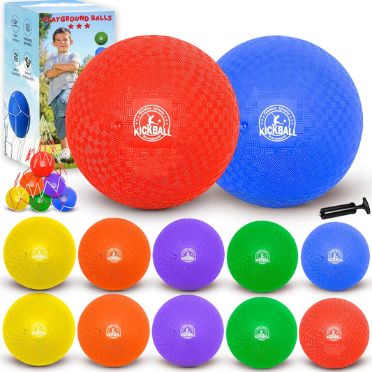 8.5 Inch Kickball Set, Dodgeballs 6 Pack,12 Pack,Playground Balls for Kids&Adults, Bouncy Balls Includes Pump and Storage Bag, Handball for Outdoor & Indoor Games, Boys and Girls Gift with Gift Box