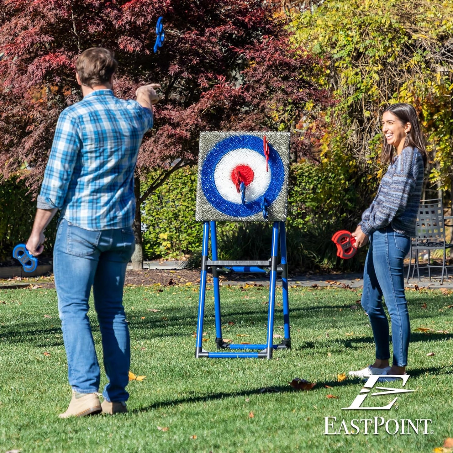 EastPoint Original Axe Throwing Game Set – Steel Frame Target for Indoor and Outdoor Use