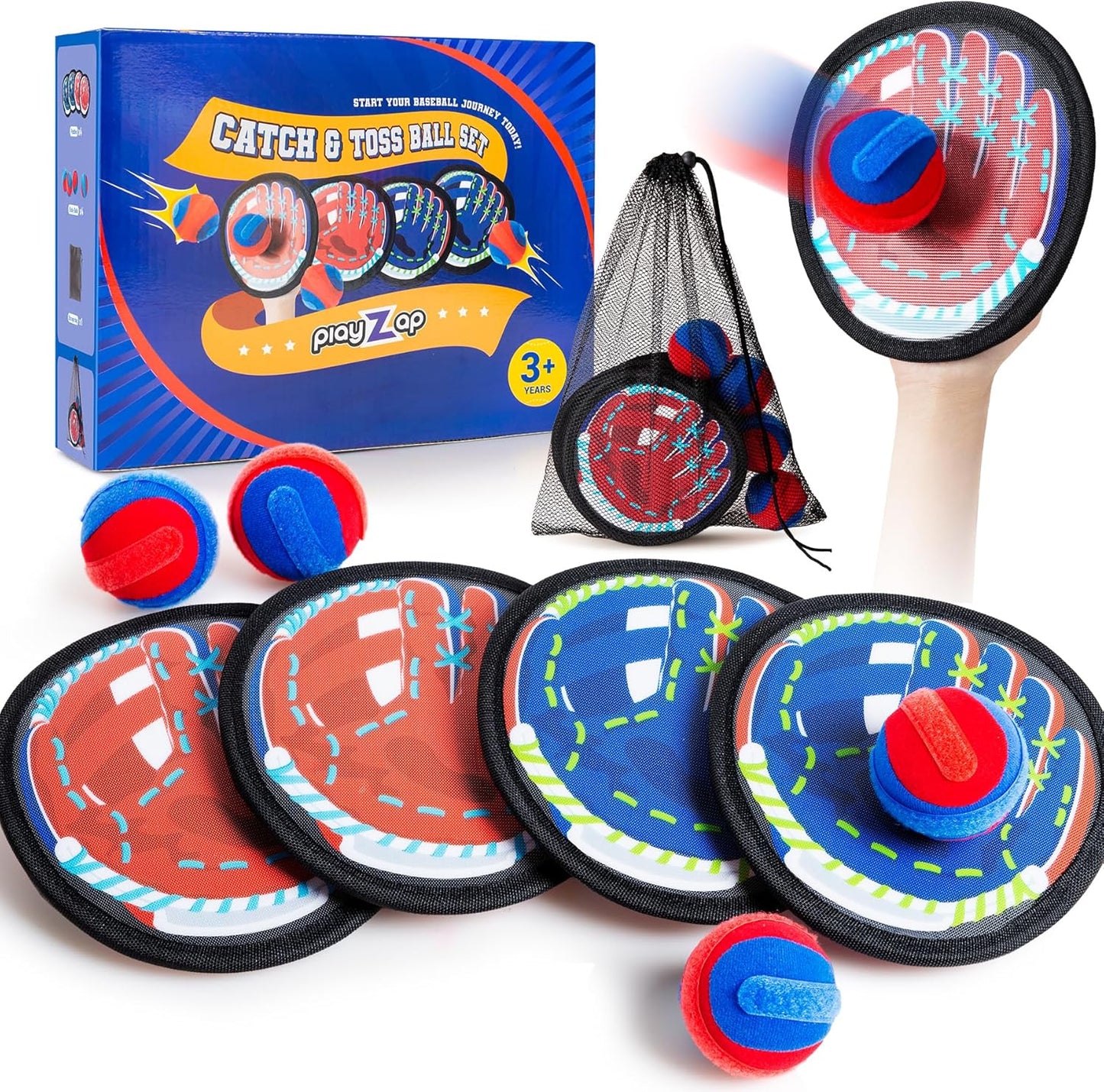 EVERICH TOY Toss and Catch Game for Toddlers - Soft, Safe & Pain-Free Baseball-Style Catching for Kids, Active Indoor & Outdoor Play Gift – Beach, Pool & Yard Toys for Boys and Girls Ages 3-8