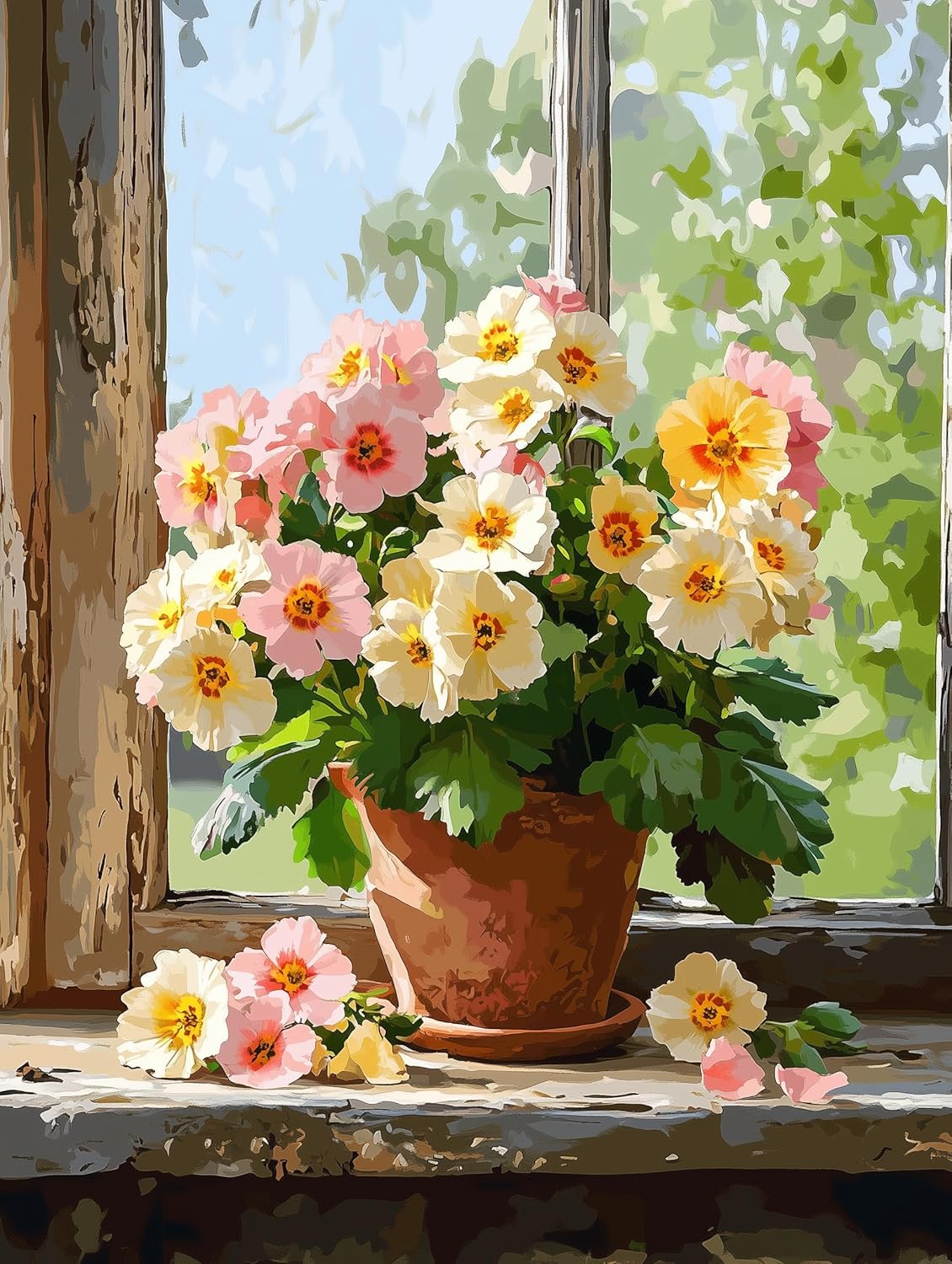 Moohue Art Crafts 14ct Counted Cross Stitch Patterns Kits Flowers Printed Stamped Cross Stitch Kits for Adults Needlepoint Kits (Beautiful Flowers)