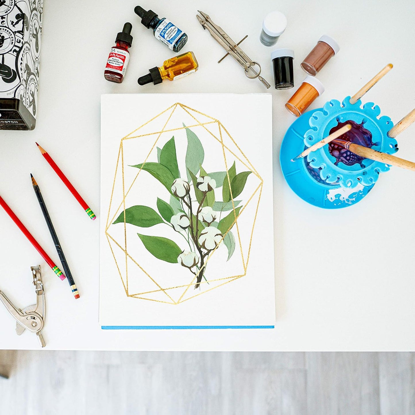 Paint Puck Ultimate Rinse Cup Paint Brush Cleaner (Purple, Mug) – Non-Spill Paint Water Cup & Brush Cleaner with Brush Holder, Squeegee Lips & Drip Tray for Acrylic, Watercolor & Art Supplies