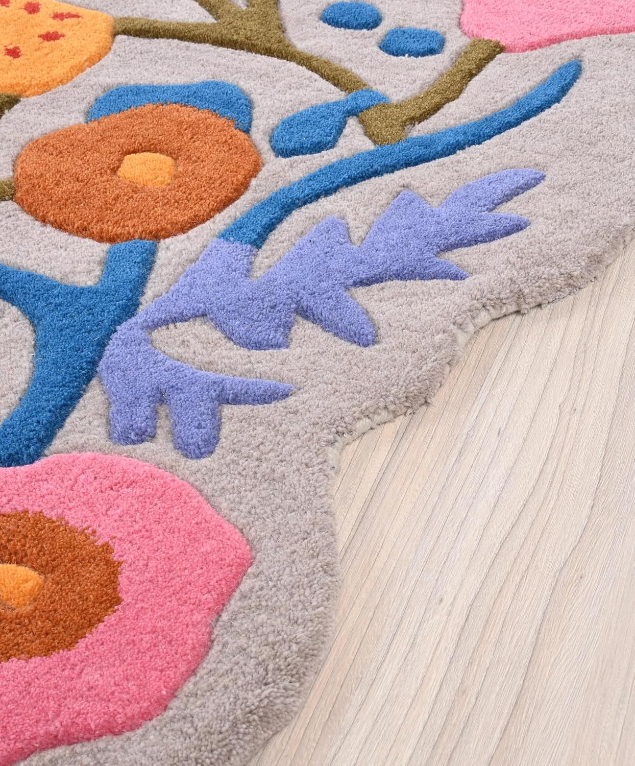 Handmade Wool Floral Area Rug for Living Room | Elegant Flower Garden Design, Soft, Thick and Durable | Bedroom, Dining Room & Home Decor Carpet (9' x 13', Floral H)