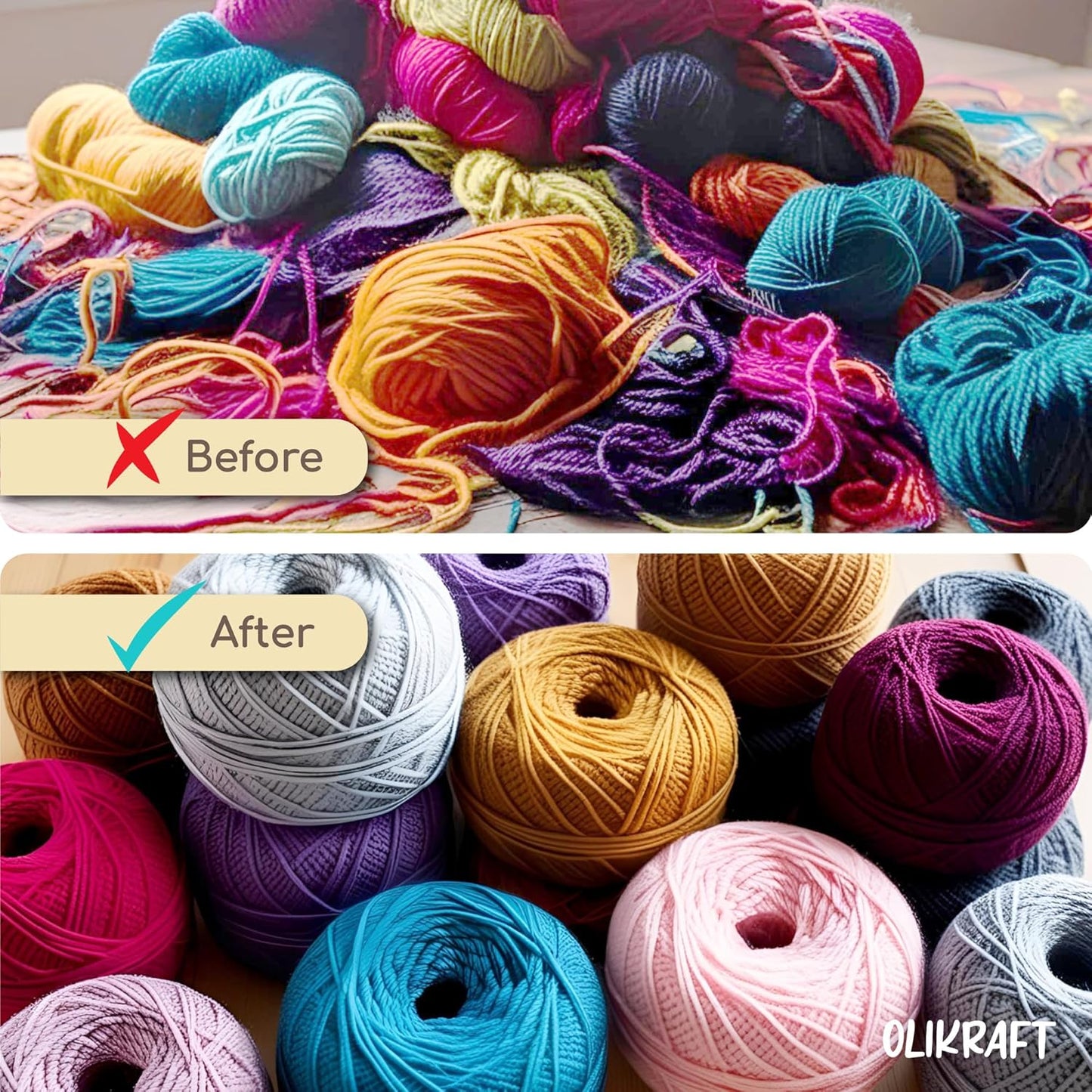 Olikraft Manual Yarn Winder | Yarn Ball Winder, Roller, Baller Crochet Spinner for Crocheting | Clamp for 1 3/4" Surfaces | Create Cakes up to 4oz