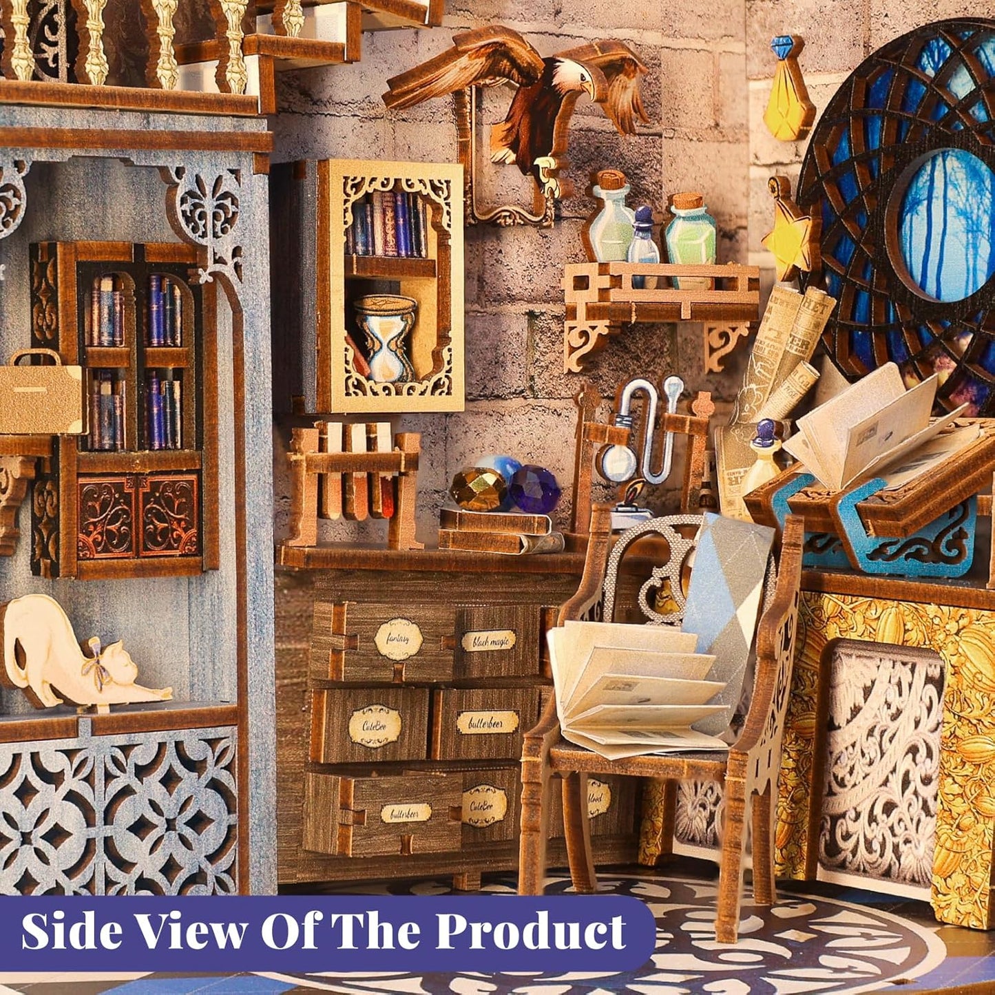 CUTEBEE Book Nook Kit - DIY Miniature House Kit for Adults and Teens, Dollhouse Booknook Tiny House Model Build Bookshelf Decor, Gifts for Family, Friends