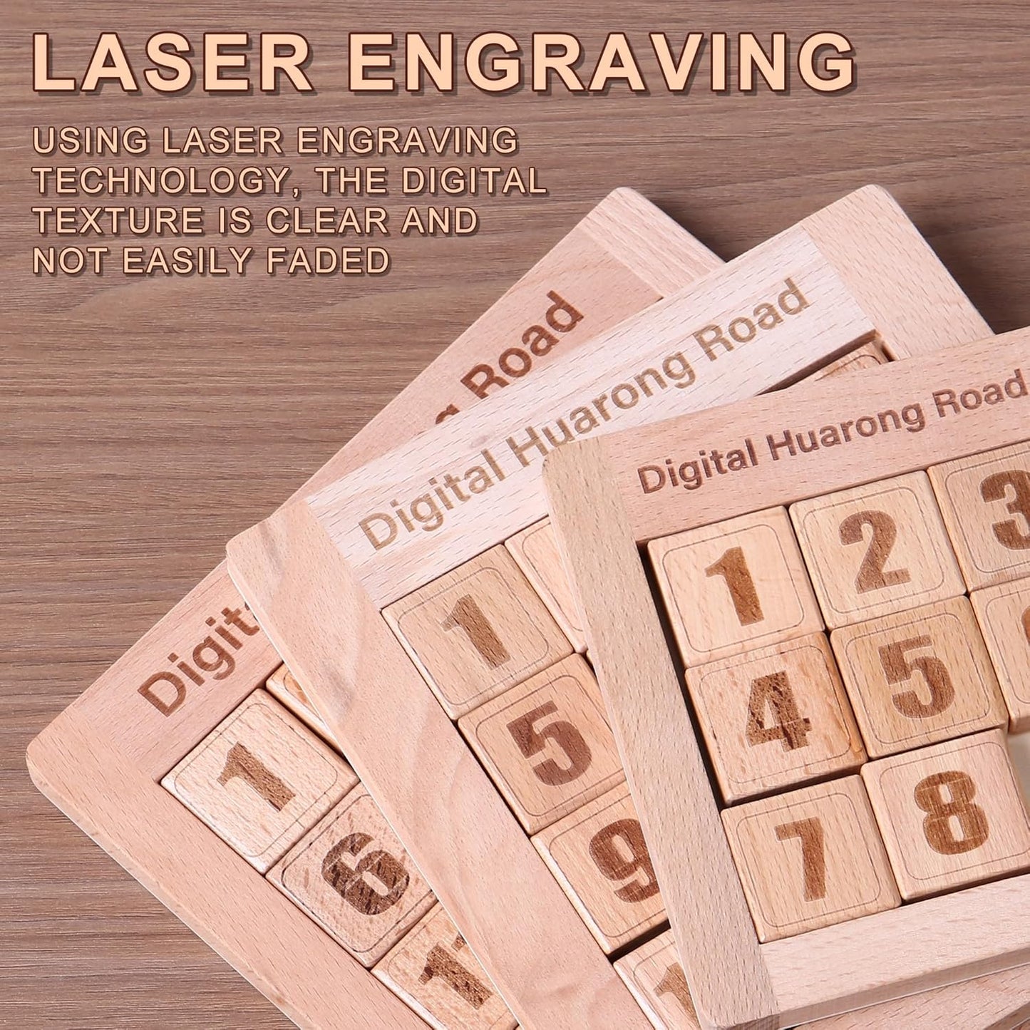 Wooden Number Sliding Puzzle，Brain Teasers Toy Tangram Slide Puzzle Game，Sequential Puzzles Board Game，Educational Toys for Kids and Adults (1-8 Samll Size)