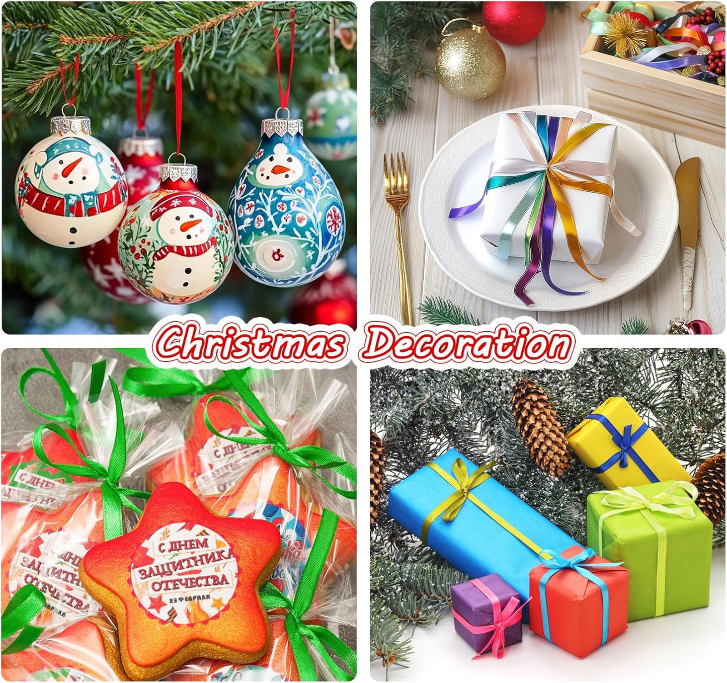 ABSOFINE 18 Colors Satin Ribbon Polyester, 1/4 inch Solid Fabric Ribbon Roll for Gift Wrapping, DIY Crafts, Wedding Christmas Birthday Party Decorations