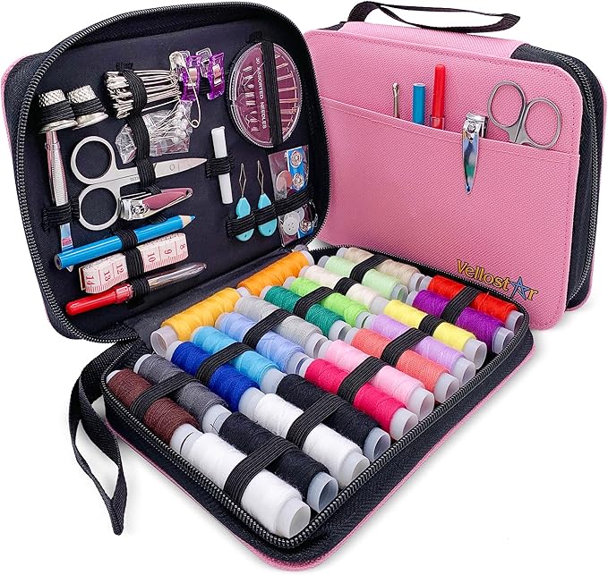 Easy-to-Use Pink Sewing Kit - Christmas Gifts for Girls, Teens, Moms & Kids - Beginner Hand Sewing Kit for Clothing Repairs. Includes 30 Needles, Thread, and All Essential Supplies for Small Fixes