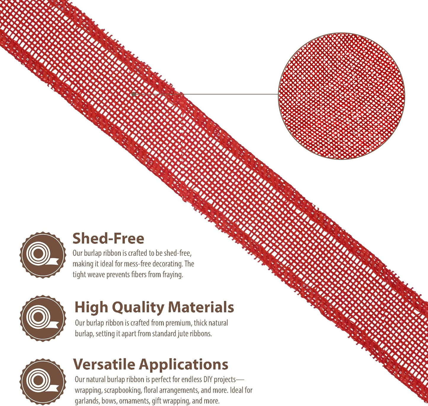 Mandala Crafts Red Burlap Ribbon 1.5 Inches Wide Jute Ribbons for Crafts - 20 Yds Roll Rustic Burlap Wrap Trim Ribbons for Wreaths Bows Wedding Party Decoration