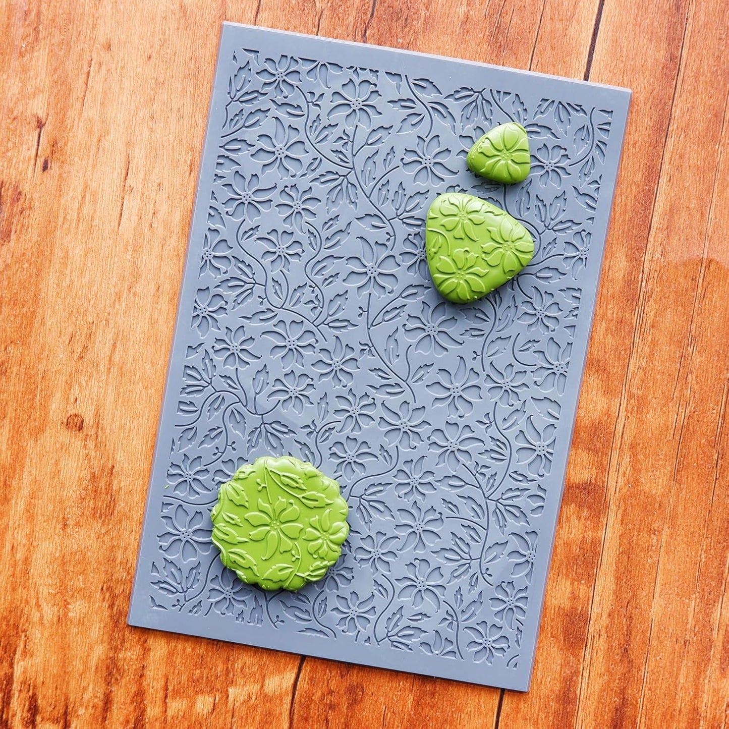 Arbuya Flowers Polymer Clay Texture Mat - Flowers Leaves Leaves Texture Sheet for Polymer Clay Jewelry Making, Earring Charms, DIY Craft Supplies