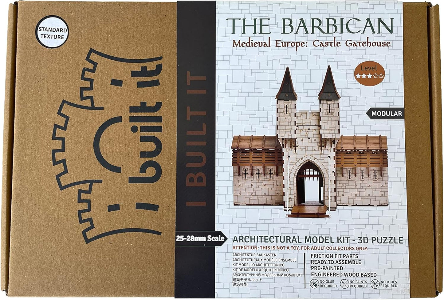 Barbican S Castle Gatehouse - 3D Wooden Puzzle - DIY 28mm Scale Model Building Kit for Adults - Educational Toy - Creative Gift - Tabletop Miniature Terrain Kit