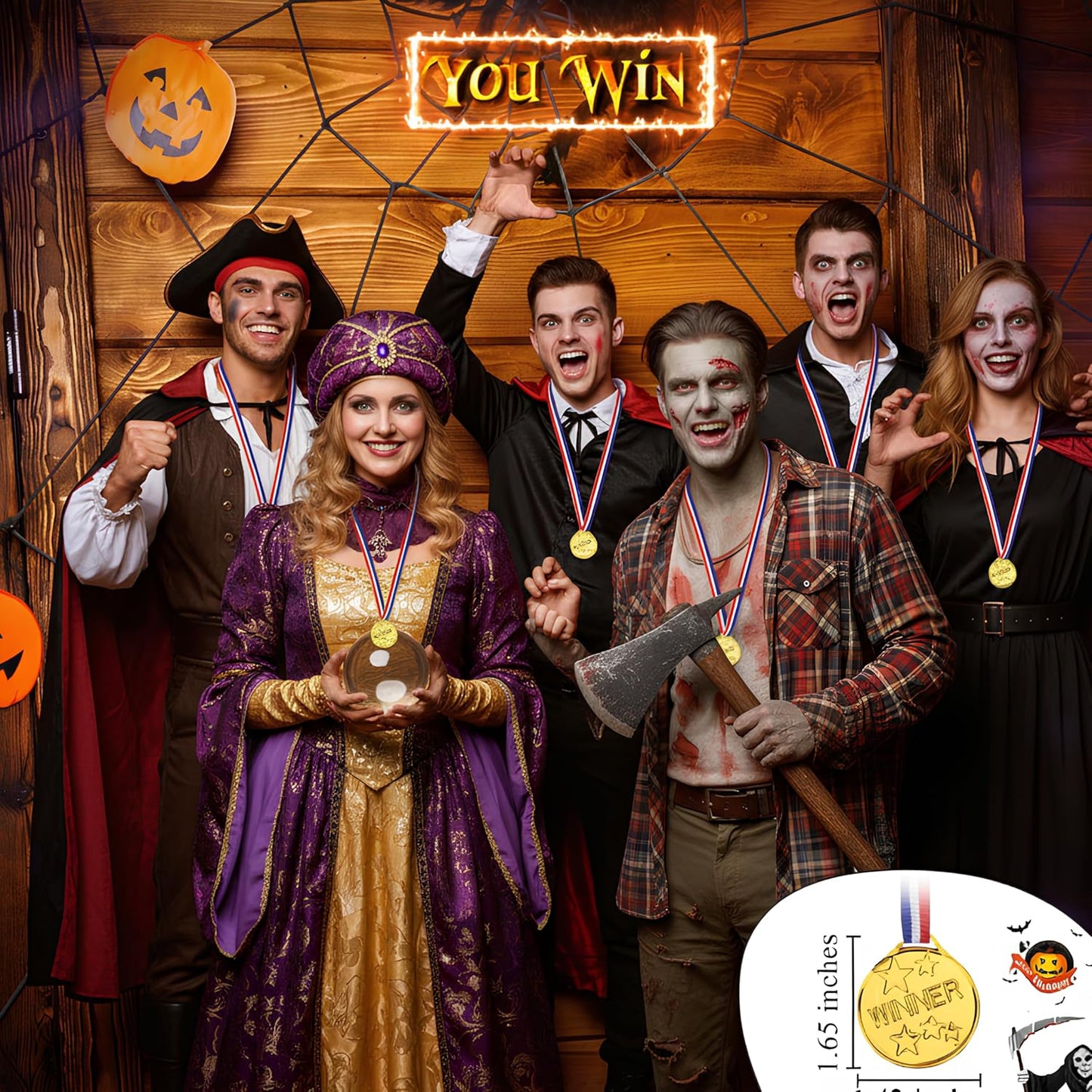 Hiboom 33 Pcs Halloween Party Supplies for Adults, Halloween Decoration Include Potato Sack Race Bags Bean Bag Toss Supply 3 Legged Race, Egg Spoon, Inflatable Spider Ring Toss