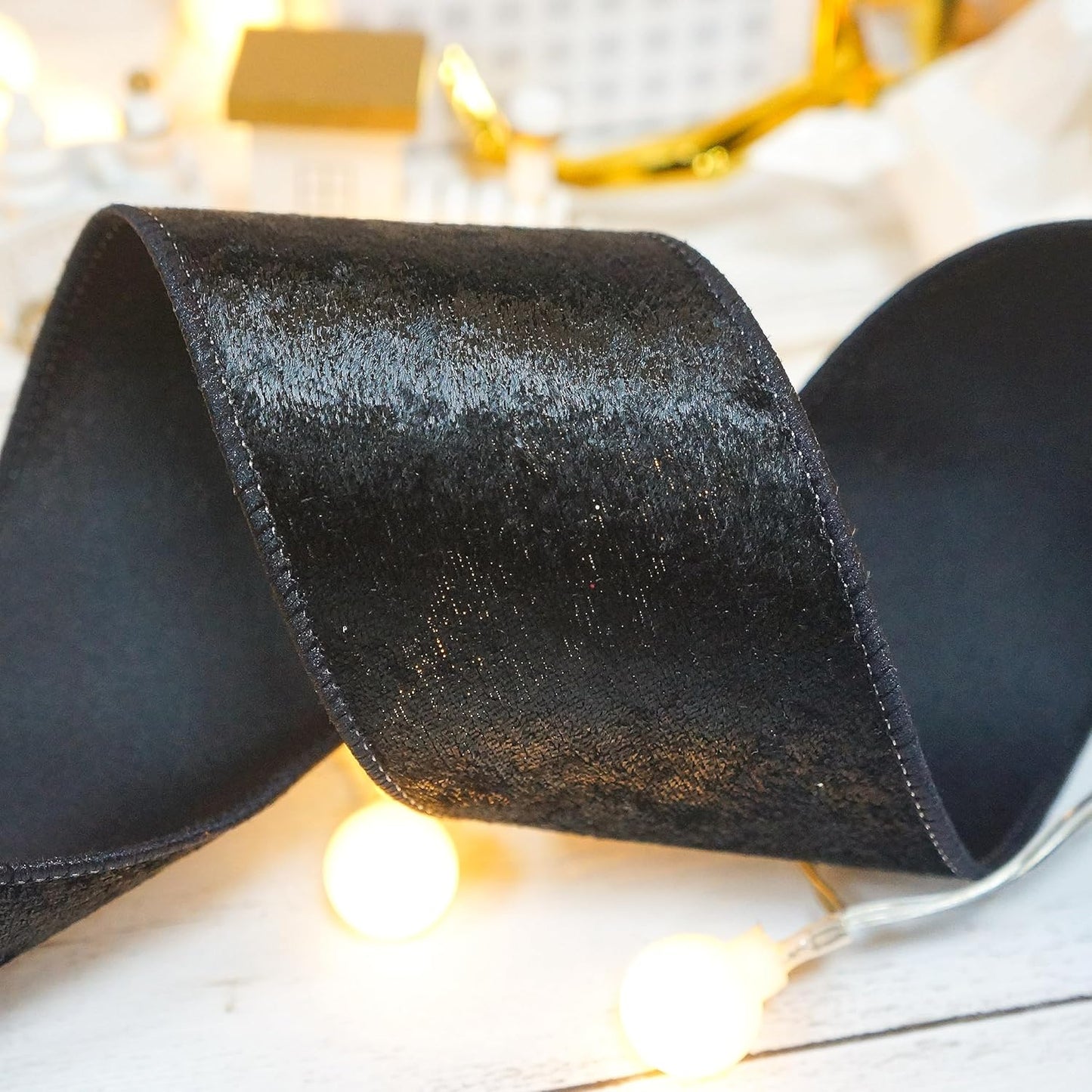 Black Velvet Ribbon 2.5 Inch x 10 Yards for Christmas Tree Topper Home Decoration Wreath Gift Wrapping DIY Craft