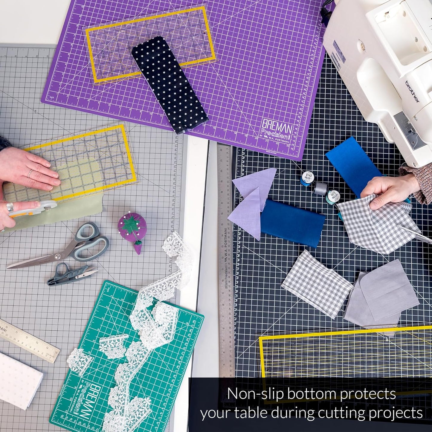 Breman Precision 9x12 Inch Self Healing Cutting Mat - 2-Sided 5-Ply PVC Green/Black Cutting Mats for Crafts, Sewing, Quilting and DIY Projects - Durable and Non-Slip Design with Precise Grid Lines