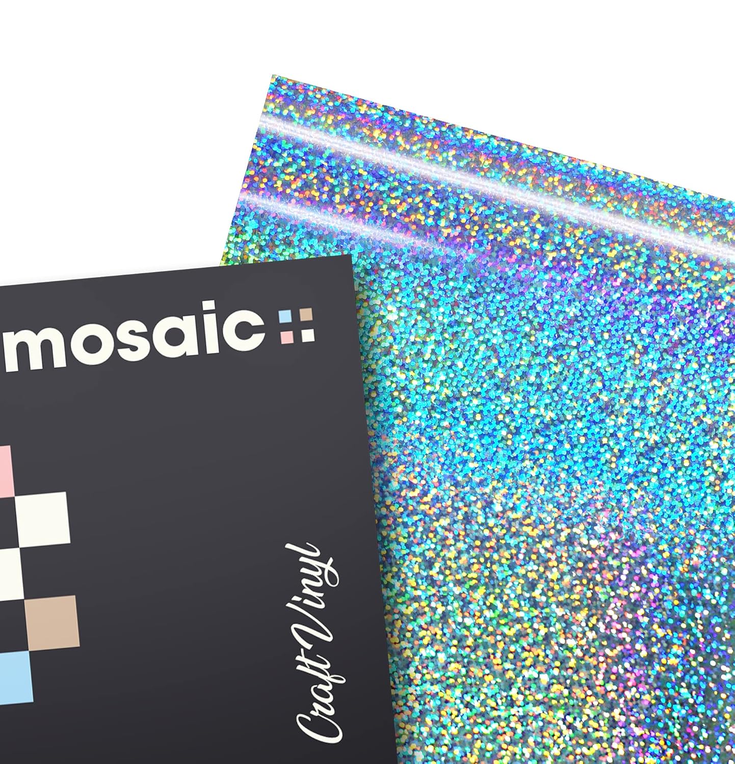 VViViD Mosaic+ Silver Holographic Glitter 1ft x 5ft Crafting Vinyl Crinkle-Free 8yr UV Finish Crafting Vinyl