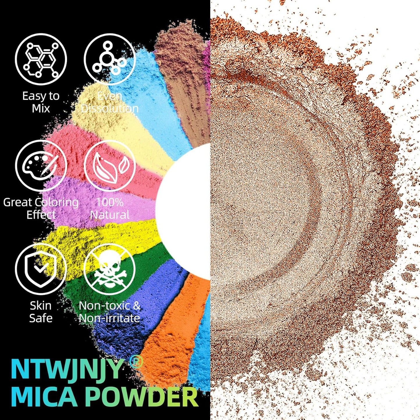 Bronze Colored Mica Powder for Epoxy Resin，Natural Shimmer Mica Powder Used for Coloring car Spray Paint, Candles, soap, Eye Shadow, Lip Gloss, Nail Polish(50g/1.7oz)