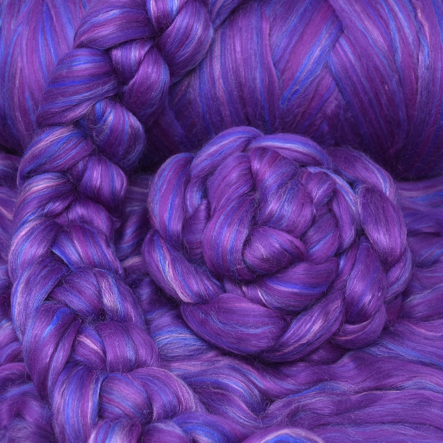 Merino Silk Luxe Tonal Designer Blend. Superfine Merino, Mulberry Silk, Tussah Silk. Top Roving for Spinning or Felting. Violet Volcano 1oz