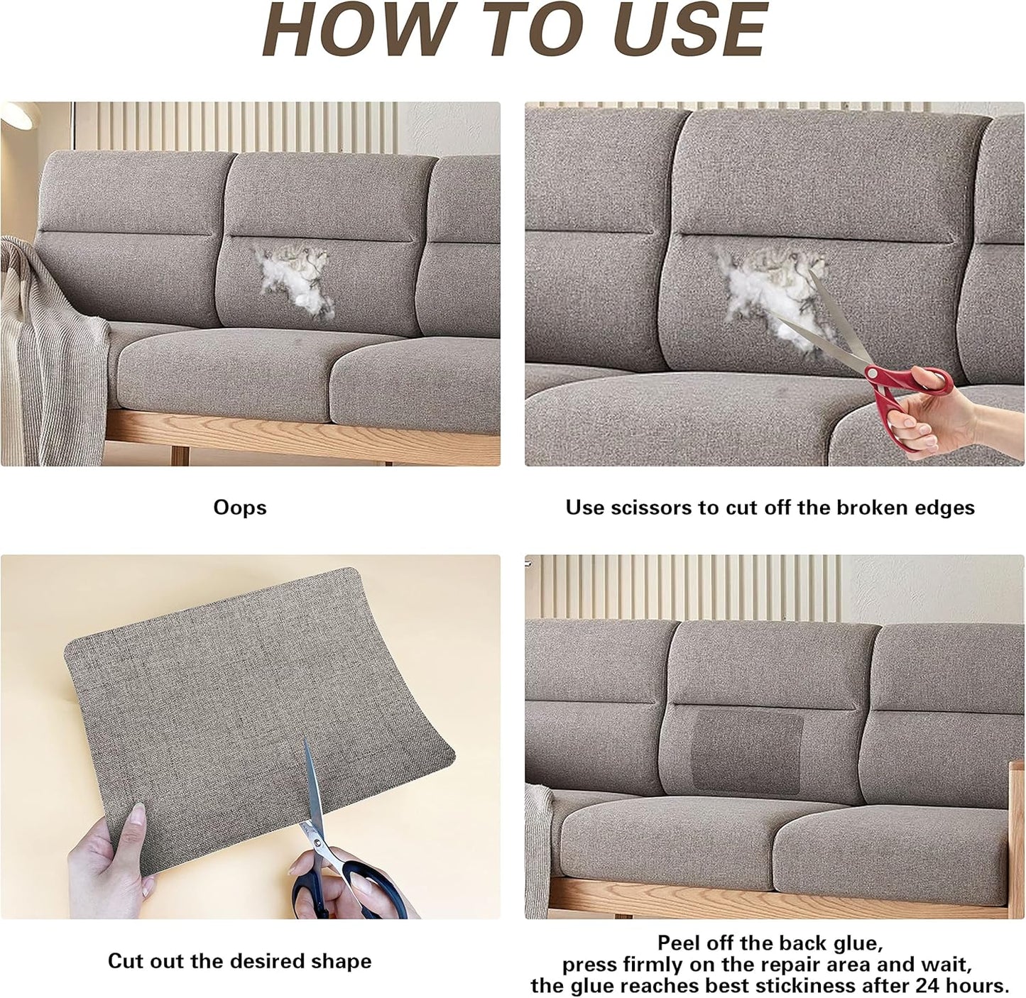 Fine Linen Repair Patches, Self-Adhesive Linen Fabric Patches, 8X11 inch 2 PCS, Multi Color, Can be Used for Linen Sofa Repair and Linen Clothes Repair(Light Grey 3.0,8" x 11"-2PCS)