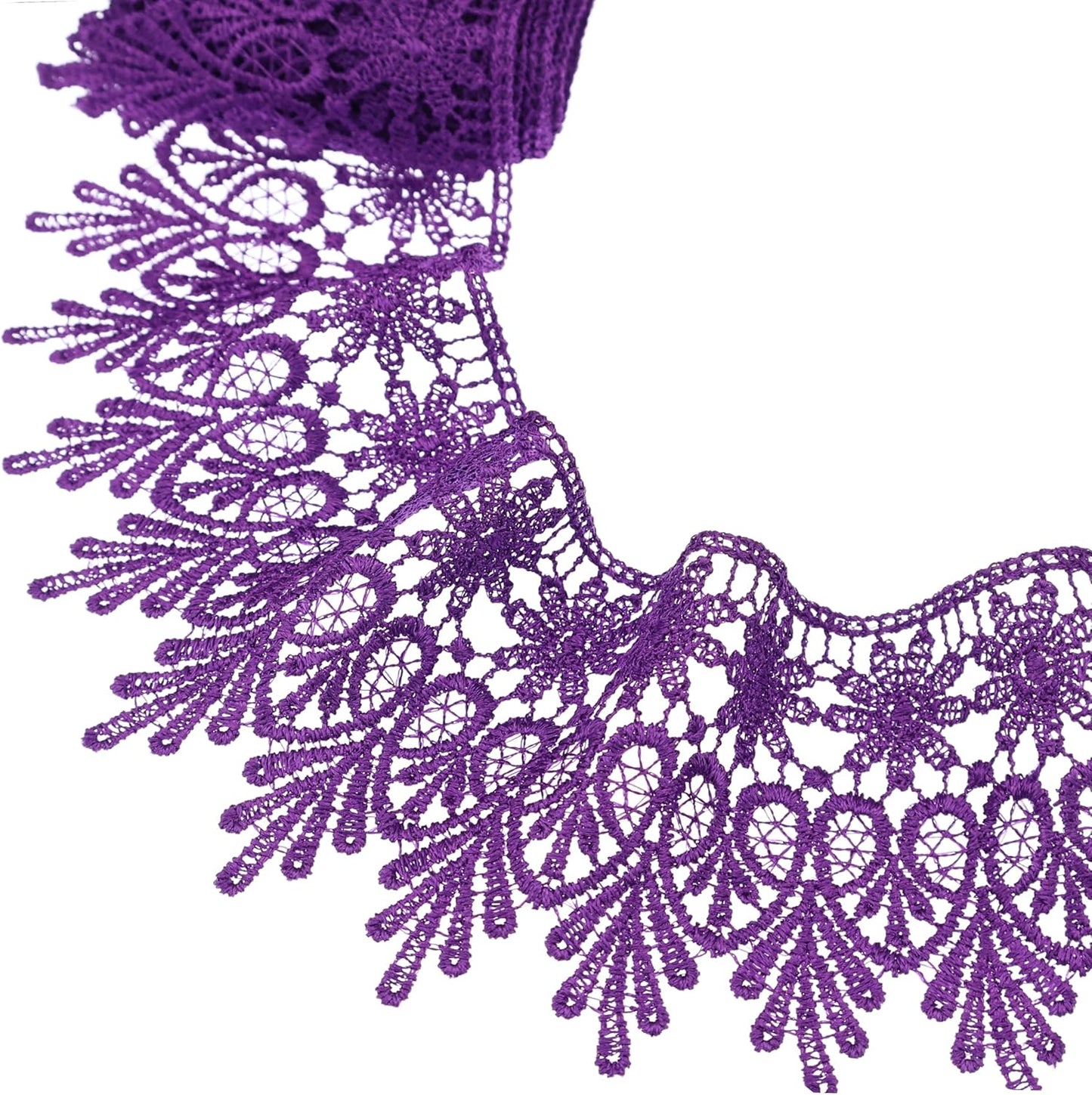 GXTIZAS Purple Lace Trim 5 Yards Wide Venise Lace Ribbon Embroidered Edge Trim for Sewing Crafts Pillow Case