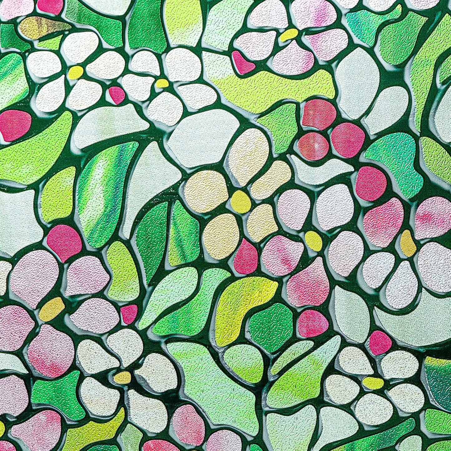 3D Stained Glass Window Film, Decorative Window Privacy Film for Bathroom,Front Door,Home, Sun Blocking Heat Control,Static Cling,23.6inch x 35.4inch Blossomray