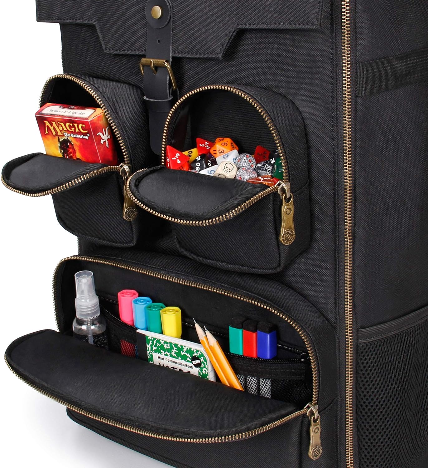 ENHANCE Board Game Backpack - Reinforced Rigid Board Game Storage with Padded Shoulder Straps, Carrying Handle, and Accessories Pockets for Dice, Cards, More - Fits and Protects Tabletop Adventures