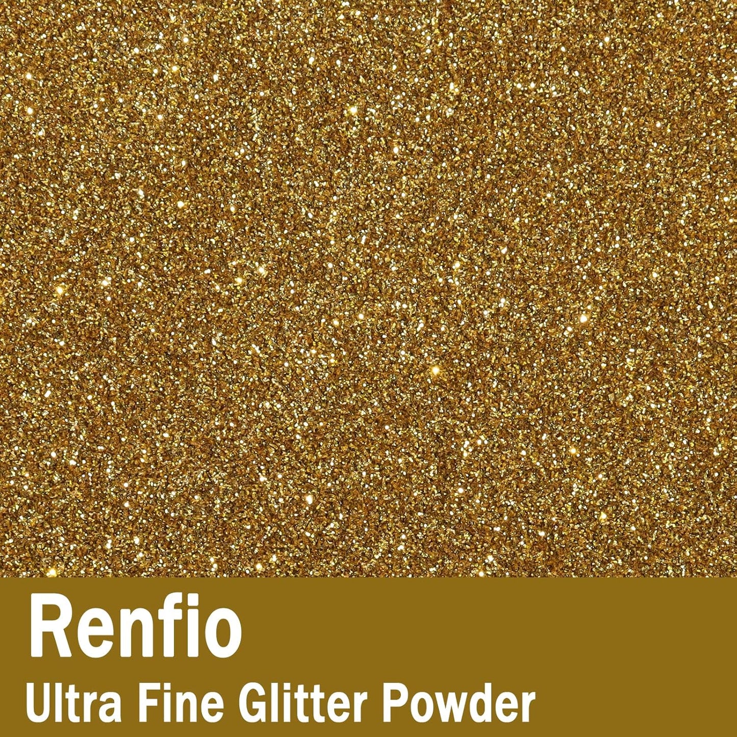 Renfio Ultra Fine Glitter Powder Metallic Resin Glitter 2.11 Oz (60g) PET Flakes Crafts Sequins 1/128" 0.008" 0.2mm Epoxy Chips Flakes for Tumblers Slime Decoration - Light Gold