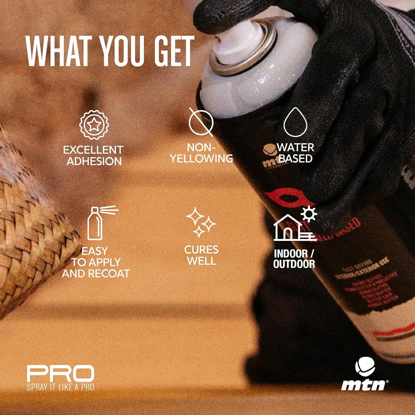 Montana Colors MTN Pro Glitter Varnish Spray Paint - Water-Based Acrylic with Iridescent Sparkle for Crafts, Arts & Decorating on Multitude Surfaces - Ideal for Indoor/Outdoor Use - 400ml, Gold