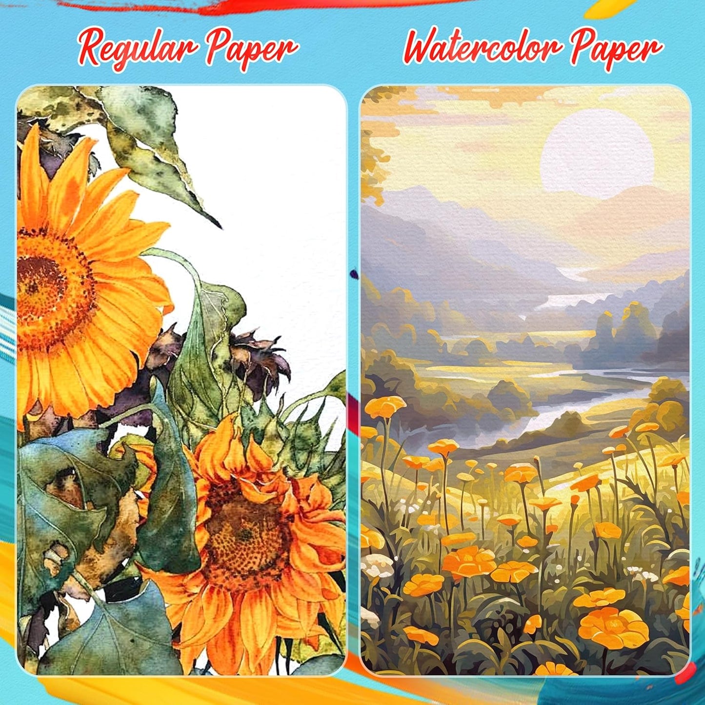 Caliart Watercolor Paint Set, 50 Colors Portable Travel Water Color Palette Kit with Detail Painting Brush, Art Supplies Christmas Gifts for Artists Adults Painters Beginners