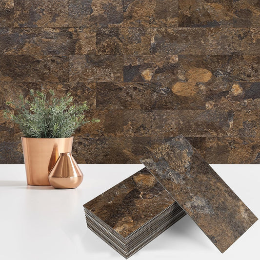 100 Pieces Peel and Stick Backsplash for Kitchen, 3" x 6" PVC Subway Tile 2025 Upgraded Rust Slate Backsplash Stick on Tile Elevate Kitchen, Bathroom, Fireplace,RV